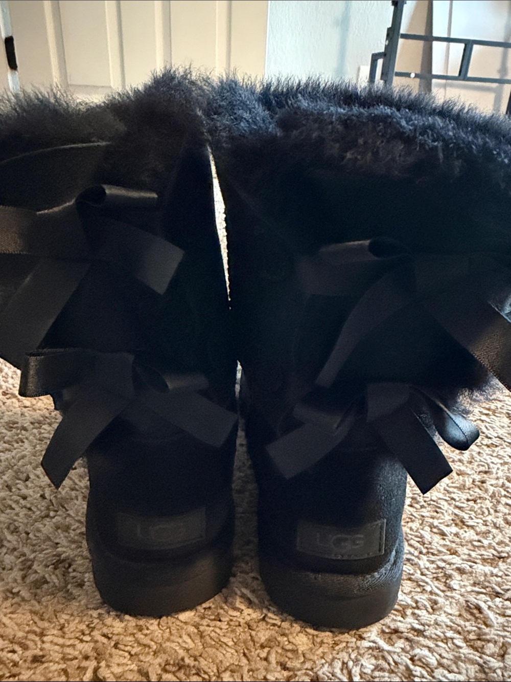 UGG Black Shearling Bow-Back Winter Boots